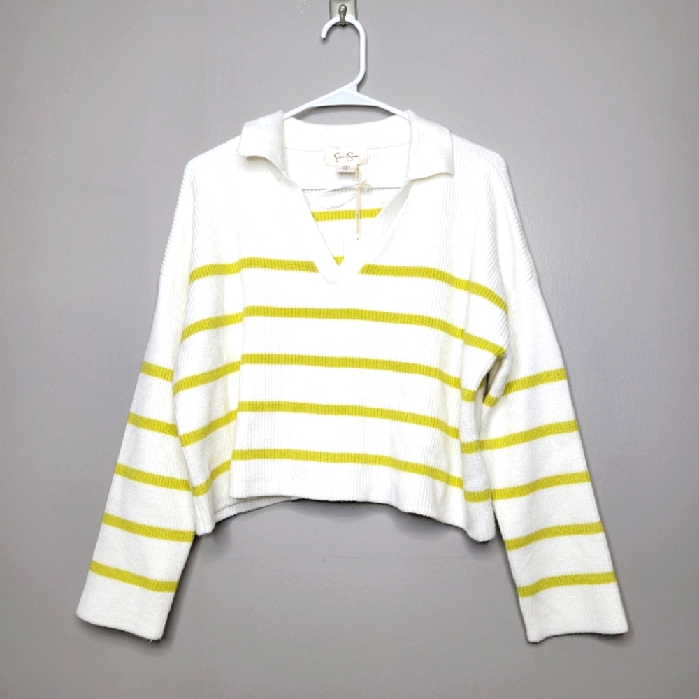 NWT JESSICA SIMPSON Striped Collared Sweater Medium